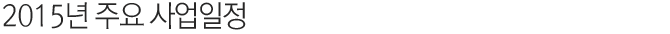 2015년 주요 사업일정